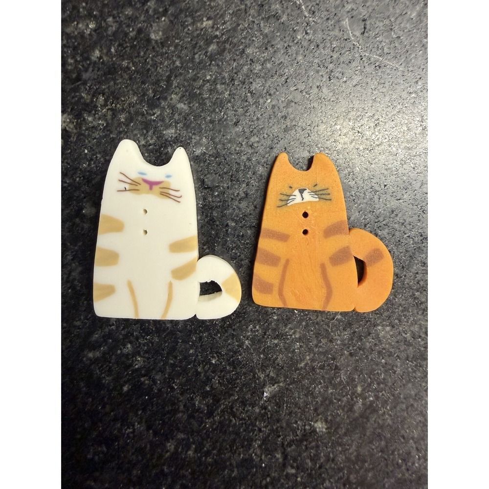 Vtg Laurel Burch Cat Button Made By Dill + 5 Cat Buttons Sewing Craft - Picture 6 of 7